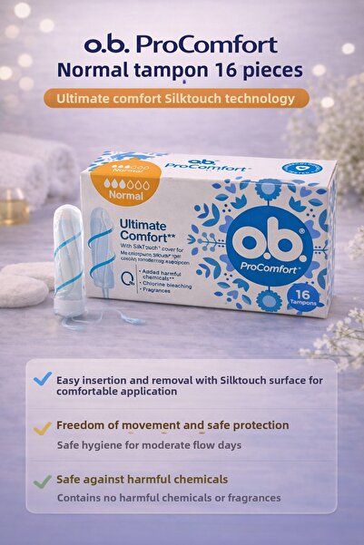 Bezos O.B. Procomfort Normal Tampons 16 Pieces 1 Pack with Ultimate Comfort S...
