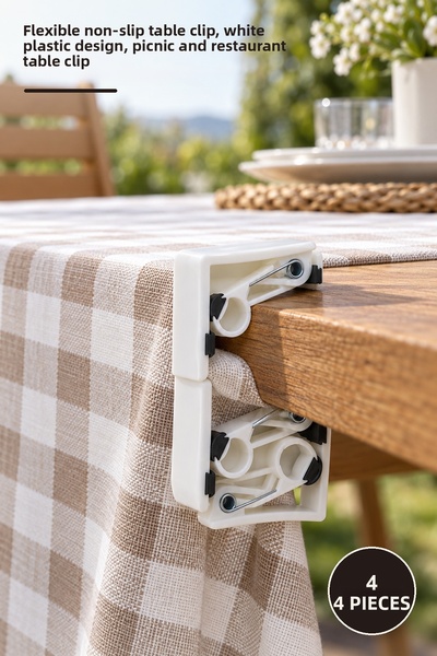 Yenilig 4 Pieces of Table Pegs – Spring-Loaded Non-Slip Table Clips Plastic W...