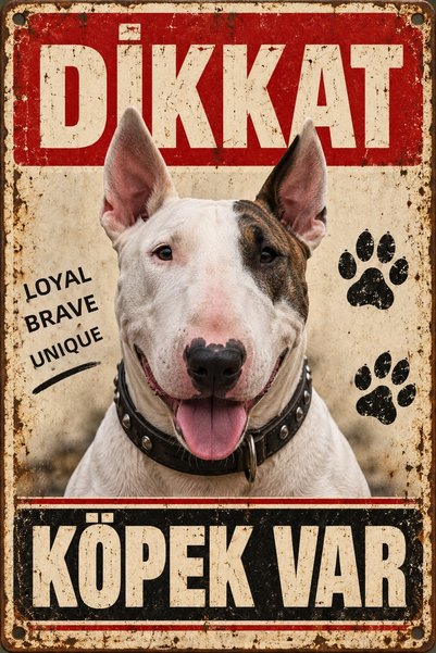 Lucena Bull Terrier Beware of Dog Retro Metal Wall Sign Decorative Warning Si...