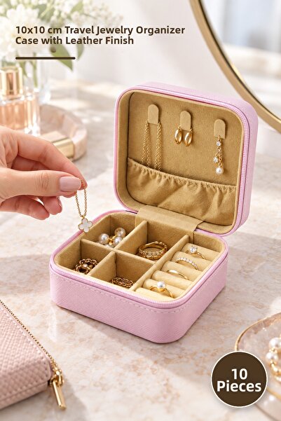 Yenilig 10 Pieces Mini Zippered Jewelry Box – Bag Model Faux Leather Coated 1...