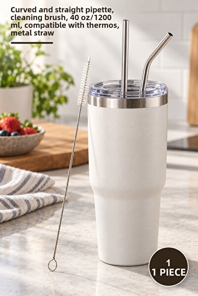 Yenilig 1 Piece Extra Long Stainless Steel Straw Set – Curved and Straight St...