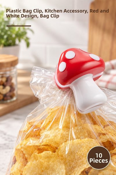 Yenilig 10 Pieces of Mushroom-Shaped Bag Clips – Bag Sealing Plastic Clips, K...