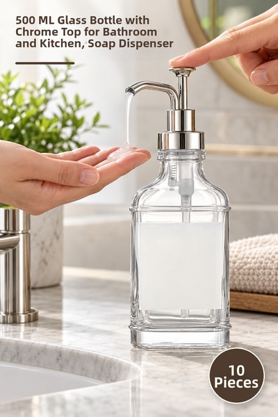 Yenilig 10 Pieces Glass Liquid Soap Dispenser Lotion Dispenser – 500 ml Glass...
