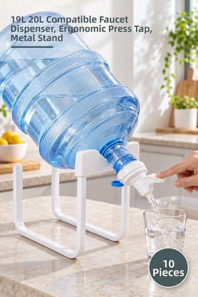 Yenilig 10 Pieces of Bottle Tap Heads and Metal Stand – 19L 20L Compatible Ta...