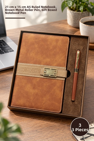 Yenilig 3 Pieces Tan Thermo Leather Notebook – 21 cm X 15 cm A5 Lined Notepad...