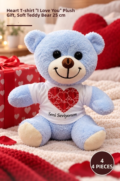 Yenilig 4 Plush Teddy Bears - Gift Plush with Heart T-Shirt and I Love You Wr...