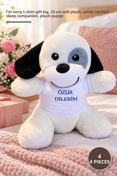 Yenilig 4Pcs Plush Dog - I'M Sorry T-Shirt Gift Toy, 25 cm Soft Plush, White ...