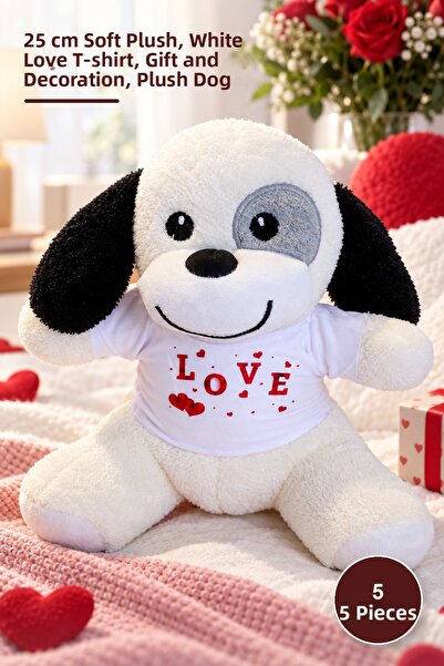 Yenilig 5 Pieces of Plush Dog with Love Printed T-Shirt – 25 cm Soft Plush, W...