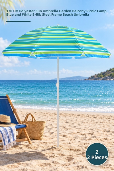 Yenilig 2 Ομπρέλες Παραλίας - 170 CM Πολυεστερική Ομπρέλα Ηλίου Κήπου Μπαλκον...