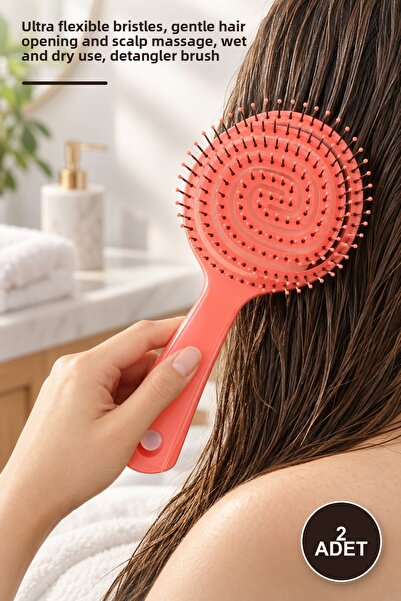 Yenilig 2 Pieces 3-Dimensional Hair Massage Brush – Ultra Flexible Bristles, ...