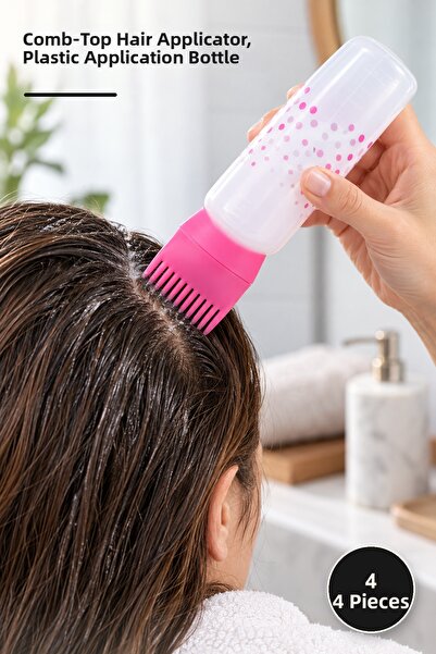 Yenilig 4 Pieces of Comb-Headed Hair Application Bottles – Hair Applicator wi...