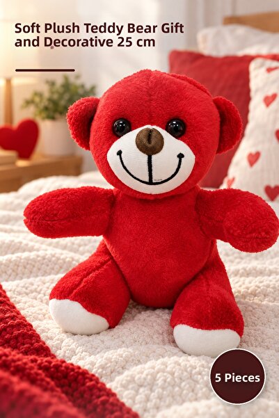 Yenilig 5 Pieces of Cute Red Plush Teddy Bears – Soft Plush Teddy Bears, Tedd...