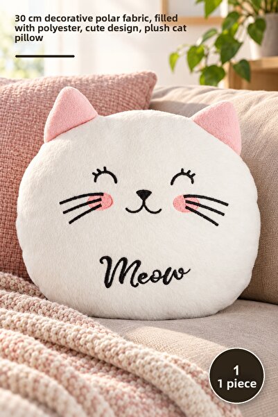 Yenilig 1 Piece Plush Cat Pillow – 30 cm Decorative Fleece Fabric, Fiber Fill...