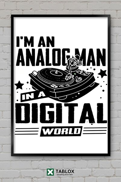 tablomaxtbx Analog Man Adam Digital Dijital World Retro Διακοσμητικός Πίνακας...
