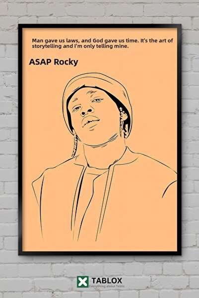 tablomaxtbx ASAP Rocky Line Art Τέχνη γραμμικών σχεδίων Ράπερ Ράπερ Χιπ Χοπ Π...