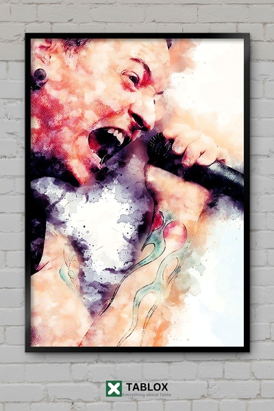tablomaxtbx Chester Bennington Linkin Park Watercolor Art Framed Decorative M...