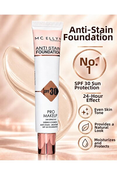 Mcellyn Mc Ellyn Anti Stain Foundation with Spf 30 Factor Sunscreen – Anti-Bl...
