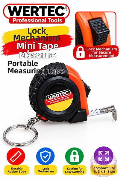 WERTEC 3 bucăți, 1 metru, mini bandă de măsurare, tip breloc, tip buzunar, bandă de măsurare portabilă, 3,3x3,3 cm