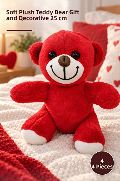 Yenilig 4 Pieces of Cute Red Plush Teddy Bears – Soft Plush Teddy Bears, Tedd...