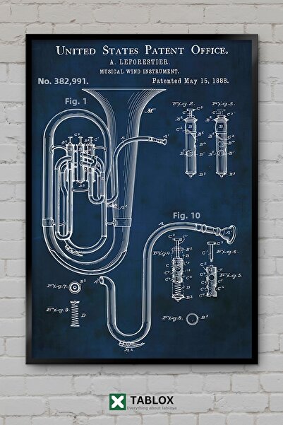 tablomaxtbx Poster muzical vintage cu patent pentru instrumente de suflat, cu...