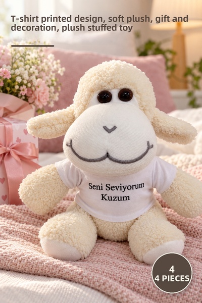 Yenilig 4 Pieces I Love You Lamb Plush Toy – T-Shirt Printed Design, Soft Plu...