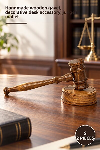 Yenilig 2 Pieces Wooden Judge's Gavel – Handmade Wooden Gavel, Decorative Tab...