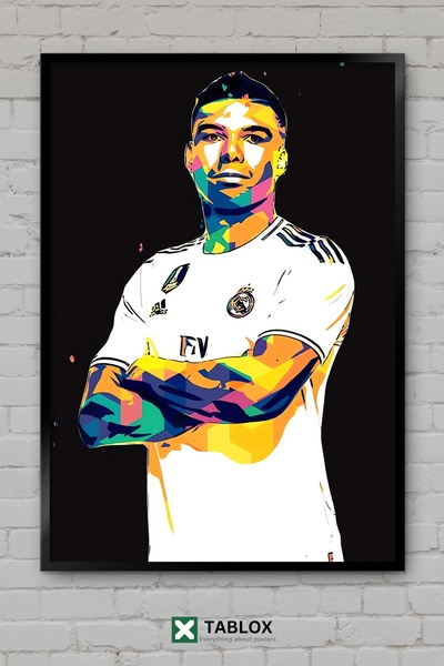 tablomaxtbx Casemiro, jucător de fotbal, pe terenul de mijloc, Brazilia, port...