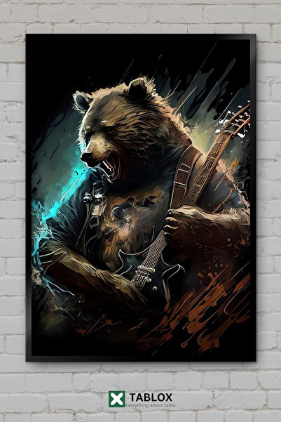 tablomaxtbx Bear Rock Metal Bear Music Animal Poster Art Κορνιζαρισμένο Διακο...