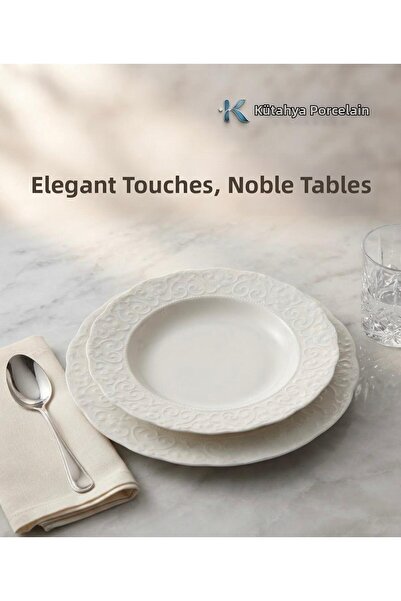 Kütahya Porselen Bone İrem 6 Piece Cream Dinner Plate