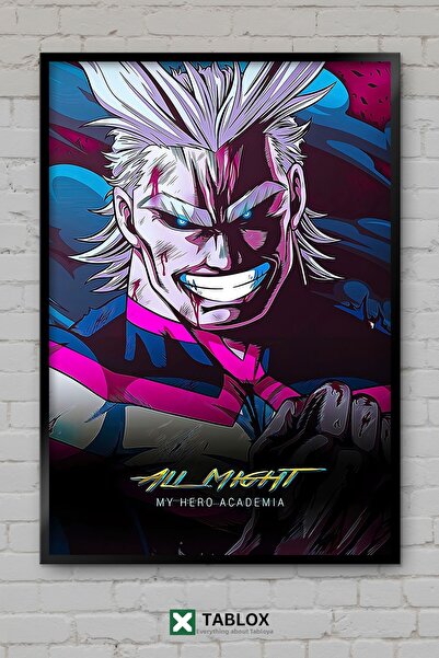 tablomaxtbx All Might My Hero Academia Cyberpunk Anime Manga Art Frameed Deco...