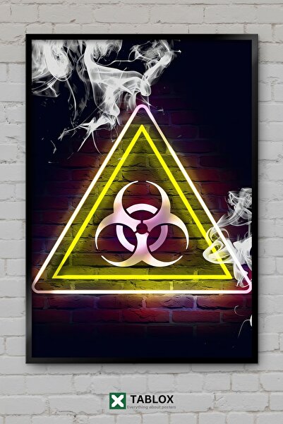 tablomaxtbx Πινακίδα νέον Biohazard Smoke Duman Art Poster με πλαίσιο, διακοσ...