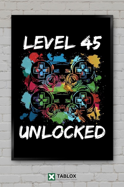 tablomaxtbx Masă decorativă din MDF înrămată, cu tematică Gamer Player Level,...