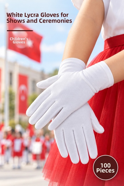 Yenilig 100 Pieces of Marching Band Gloves – White Lycra Children's Gloves fo...