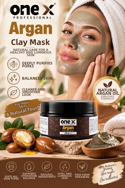 ONE X Argan Clay Mask 100 ml |   Argan Oil Purifying Face Mask – Pore and Skin Care, Balancing Clay Mask