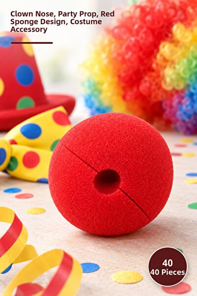 Yenilig 40pcs sponge clown nose - fake nose, red sponge design, costume acces...