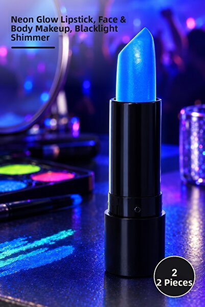 Yenilig 2 Pieces Uv Neon Blue Lipstick – Neon Glow Lip Paint, Face & Body Mak...