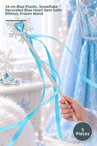 Yenilig 5 Elsa Wands – 34 cm Blue Plastic, with Snowflake Decorations, Blue H...