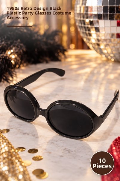 Yenilig 10Pcs Nostalgia Greenwood Party Glasses – 1980S Retro Design Black Pl...