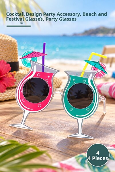 Yenilig 4 Pieces Hawaiian Summer Party Glasses – Cocktail Design Party Access...
