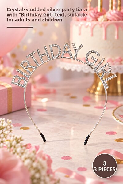 Yenilig 3 Pieces Birthday Crown – Silver Party Tiara with Crystal Stones and ...