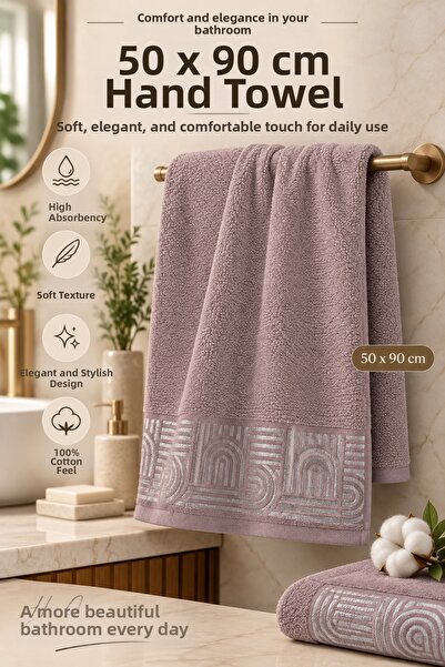GLOMAR Prosop de baie de lux cu model, 100% bumbac, 1 bucată, absorbant de ap...