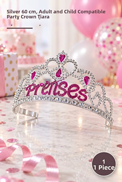 Yenilig 1 Piece Princess Party Crown – Silver Color 60 Cm, Adult and Child Co...