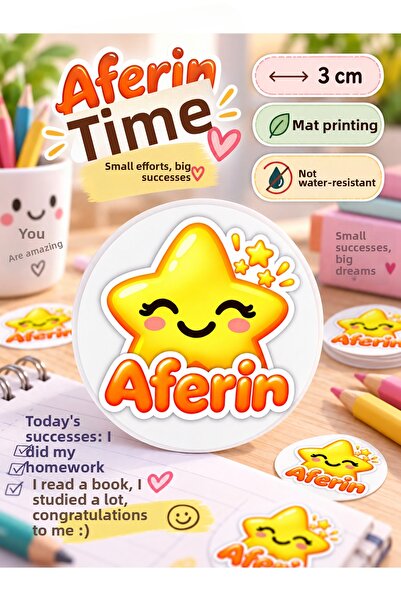 Hayali Çizgili 35 Pieces of 3 cm Good Job Motivational Stickers – Homework an...