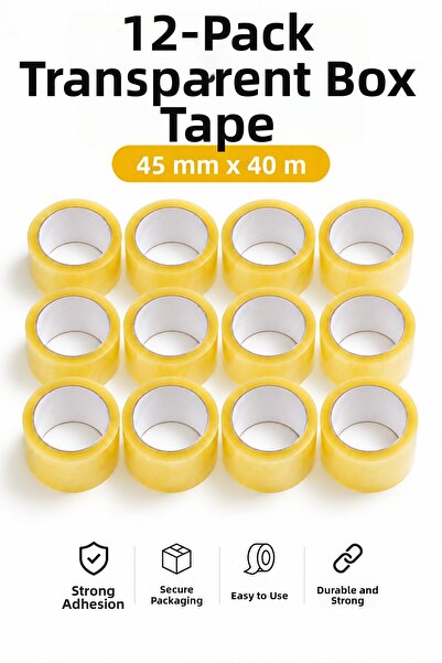 ANI OFİS KIRTASİYE A K 12-Pack Transparent Duct Tape 45 mm X 40 Meters Strong...