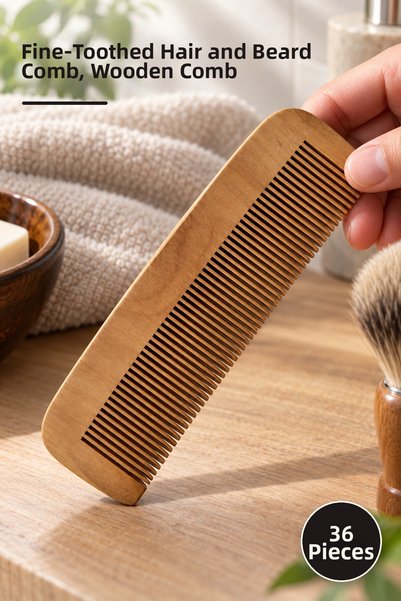 Yenilig 36 Pieces Wooden Combs – Narrow Tooth Hair and Beard Comb, Wood Comb,...