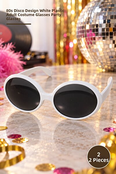 Yenilig 2 Pieces Nostalgia Party Glasses – 80's Green Pine Design White Plast...
