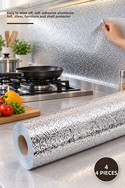 Yenilig 4 Pieces Kitchen Countertop and Wall Foil – Easy to Clean Self-Adhesi...