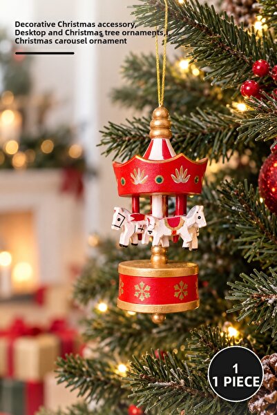 Yenilig 1 Piece Christmas Carousel Ornament – Decorative Christmas Accessory,...