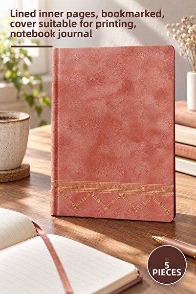 Yenilig 5 Patterned Leather Notebooks – Lined Inner Pages, Divider String, Co...