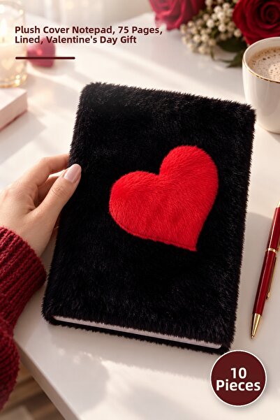 Yenilig 10 Heart-Shaped Plush Notebooks – Plush Cover Notepad Lined 75 Pages ...